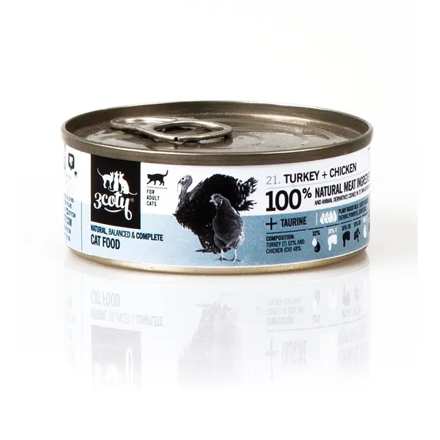 3Coty TURKEY + CHICKEN for Adult cats 80g