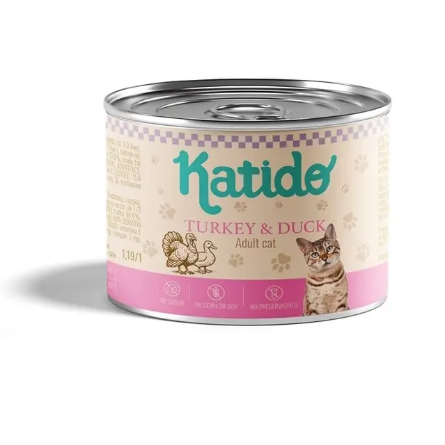 KATIDO Indyk z Kaczką premium karma dla kota 200g