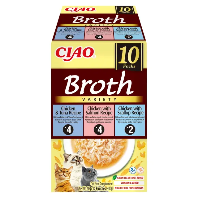 INABA CAT CIAO BROTH CHICKEN FISH SCALLOP 10x40g