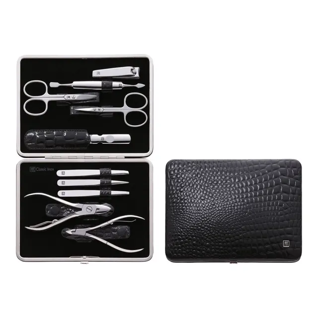 ZESTAW DO MANICURE Zwilling Classic Inox – skórzane etui 10 elementów - Czarny