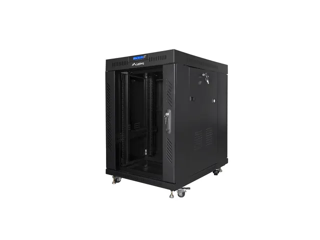 LANBERG SZAFA STOJĄCA RACK 19 15U 800X1000 DRZWI SZKLANE LCD CZARNA FF01-8015-12BL (FLAT PACK)