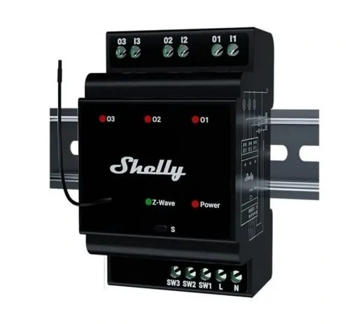 Shelly Qubino Wave Pro 3 3-kanałowy Przekaźnik Na Szynę Din Z-wave