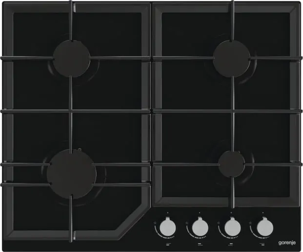 Płyta gazowa Gorenje GT641KB 60 cm, 4 palniki, ruszty żeliwne, zapłon elektryczny, czarny