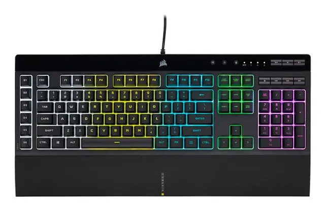 Korsarz, Gumowa kopuła, K55 RGB PRO, Klawiatura do gier, Klawiatura do gier, Światło LED RGB, Stany Zjednoczone, Przewodowe, Czarny