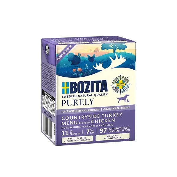 BOZITA Purely indyk z kurczakiem pasztecik z mięsem dla szczeniąt 370g