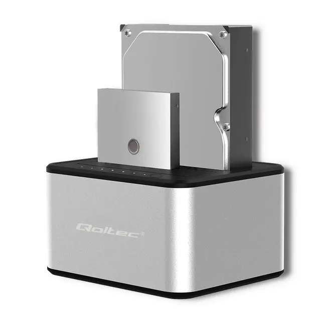 QOLTEC STACJA DOKUJĄCA DYSKÓW 2XHDD/SSD 2.5 /3.5 SATA, USB 3.0, KLONOWANIE