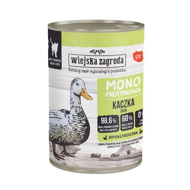 Wiejska Zagroda - Monobiałkowa Kaczka - dorosły- Mokra karma dla kota - 400g