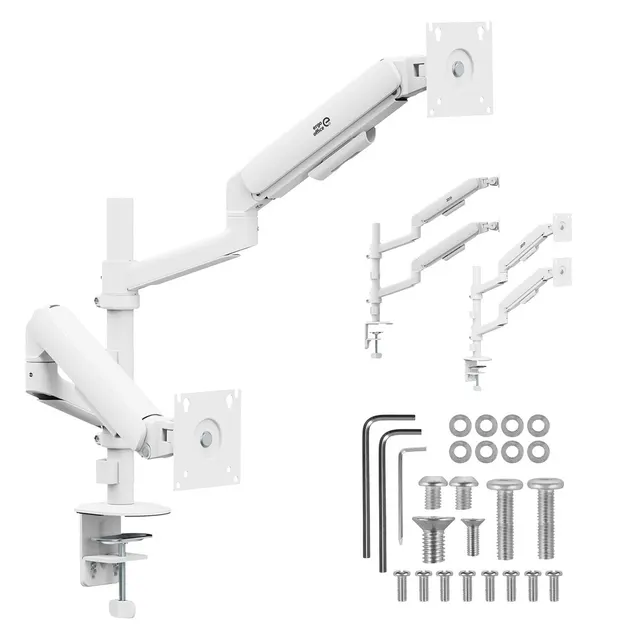 ERGO OFFICE UCHWYT NA 2 MONITORY SPRĘŻYNA GAZOWA 17 -32 1-10KG BIAŁY MAT ER-692 W