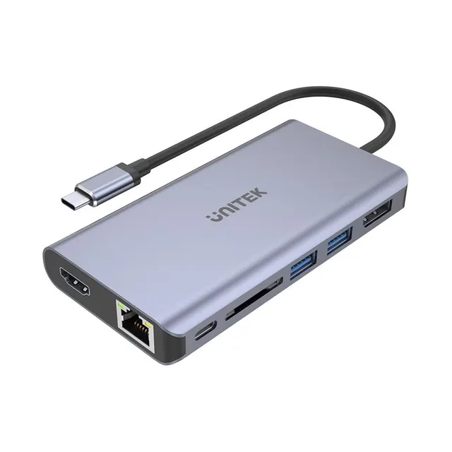 UNITEK HUB USB-C 2X USB 3.1 HDMI DP RJ45 SD