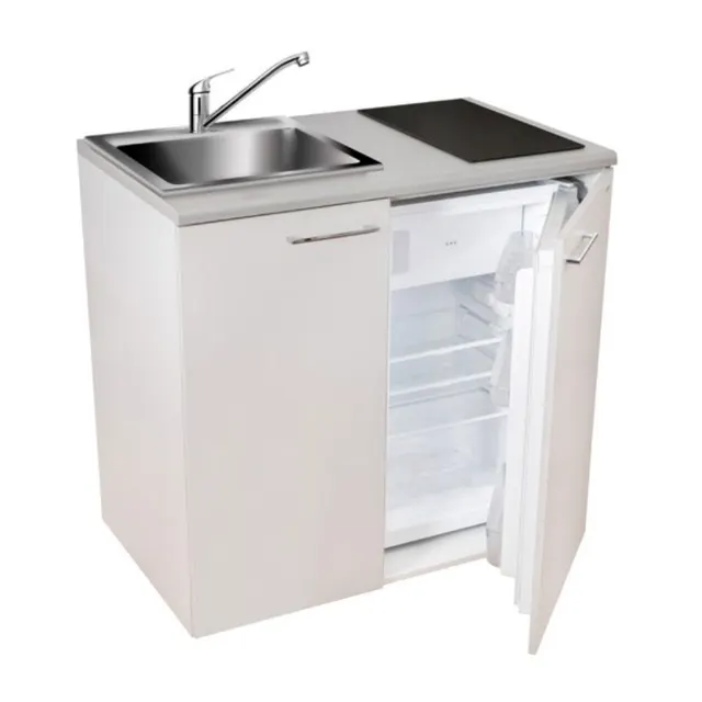 Minikuchnia zestaw AGD 4w1 MPM SMK-03 100cm płyta indukcyjna lodówka szafka i zlew inox