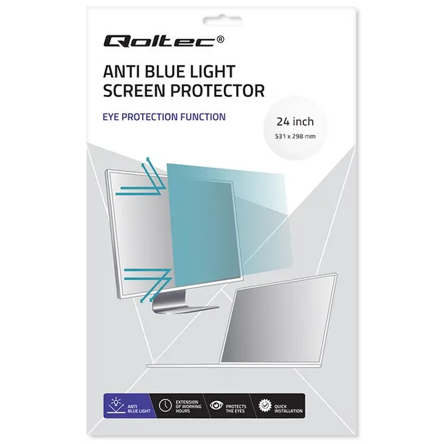 Filtr światła niebieskiego Qoltec 51076 24 16:9 (Ochrona wzroku, Anti Glare, Matowy, na monitor)