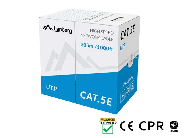 Kabel sieciowy Lanberg LCU5-11CU-0305-S (U/UTP - U/UTP ; UTP; 305m; kat. 5e; kolor szary)