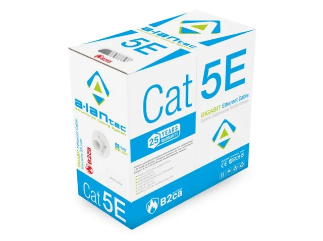 Alantec Kabel U/UTP kat.5e sieciowy LSOH B2ca FireHardy 4x2x24 AWG 1Gb/s 250 MHz szary 305m (KIU5LSOH305B)
