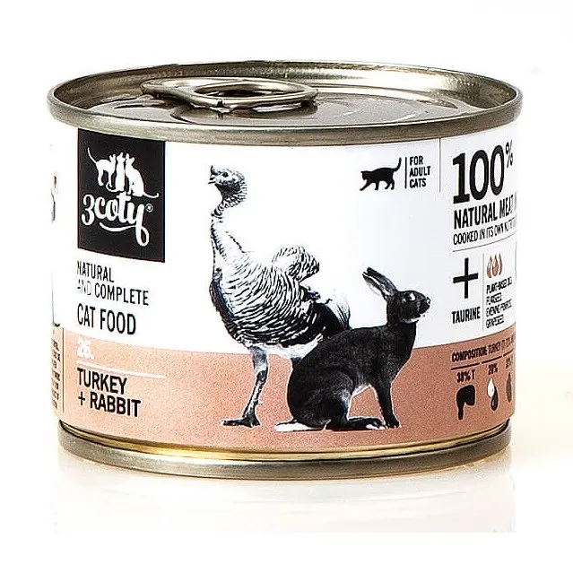 3Coty TURKEY + RABBIT for Adult cats 180g