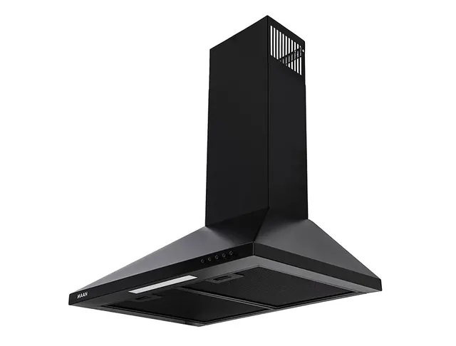 Okap kominowy MAAN Vela 2 60 cm, LED, filtry aluminiowe, czarny