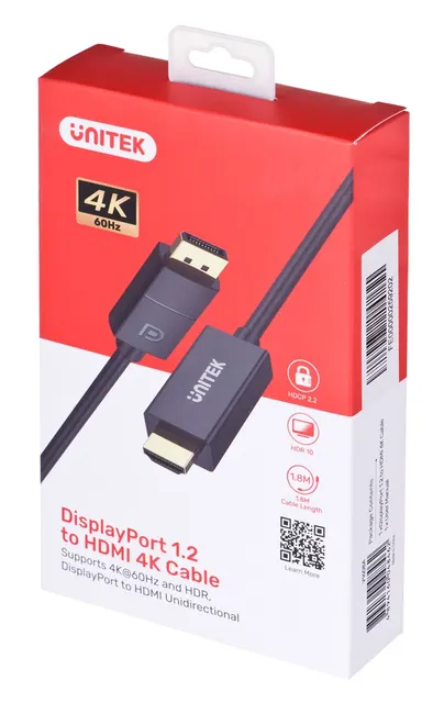 UNITEK ADAPTER KABEL DP 1.2 - HDMI 4K 60HZ 1 9M