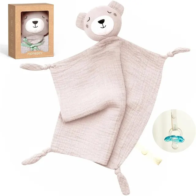 Momcozy bawełniana przytulanka miś dla niemowląt różowa