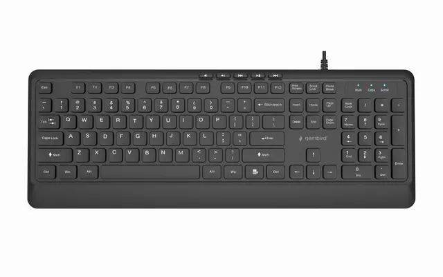 GEMBIRD KLAWIATURA PRZEWODOWA MULTIMEDIALNA SLIM USB 5 KLAWISZY HOTKEYS US LAYOUT CZARNA