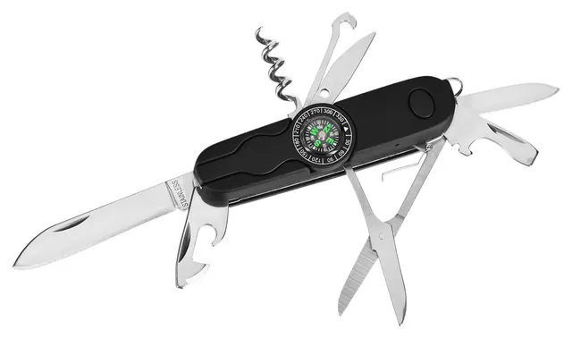 Scyzoryk AZYMUT Izeron - 13 narzędzi + kabura 90 mm czarny (HK20017-8BL)