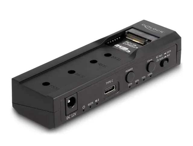 Delock - Kontroler pamięci - Funkcja klonowania - 2.5 3.5 M.2 (6.4 cm 8.9 cm) - Karta M.2 (PCIe NVMe i SATA) / SATA SSD - USB-C 3.2 (Gen 2x1)