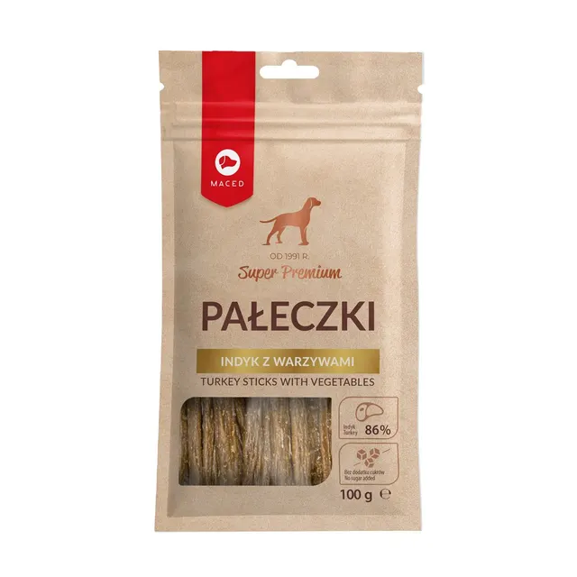 MACED Pałeczki indyk z warzywami - przysmak dla psa - 100 g