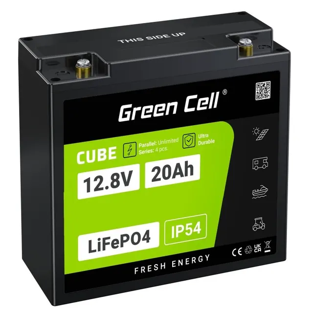 GREEN CELL AKUMULATOR LIFEPO4 CUBE 20AH 12V/12.8V 256WH LFPGC12V20AH