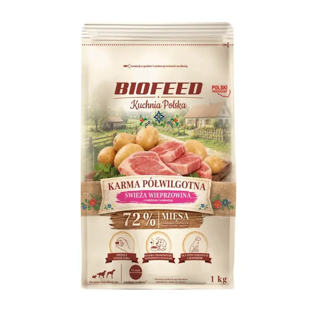 BIOFEED Kuchnia Polska karma półwilgotna wieprzowina 1kg