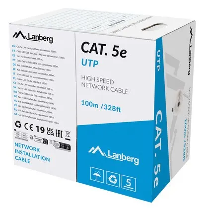 Lanberg LCU5-12CU-0100-S kabel sieciowy Szary 100 m Cat.5/Cat.5e U/UTP (UTP)