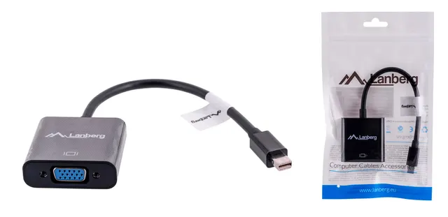 Adapter Lanberg AD-0006-BK (Mini DisplayPort M - D-Sub (VGA) F; 0 20m; kolor czarny)