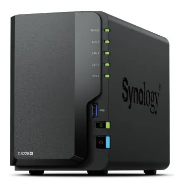 NAS Synology DS225+; Tower; 2x (3.5 SATA HDD/SSD) Intel Celeron J4125; 2GB DDR4 (max. 6GB) 2x 1GbE RJ-45 - Tylko Dyski Synology