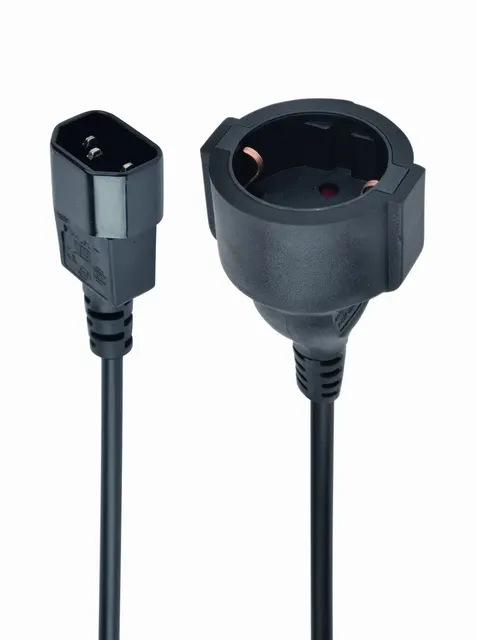 Adapter GEMBIRD PC-SFC14M-01 (C14 / IEC C14 / IEC 320 C14 M - Schuko Shuko F; 0 15m; kolor czarny)
