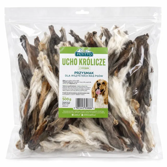 PETITTO - ucho królicze z futrem- 500 g