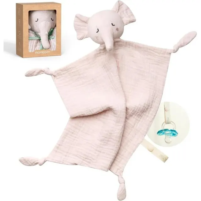 Momcozy bawełniana przytulanka słoń dla niemowląt różowa
