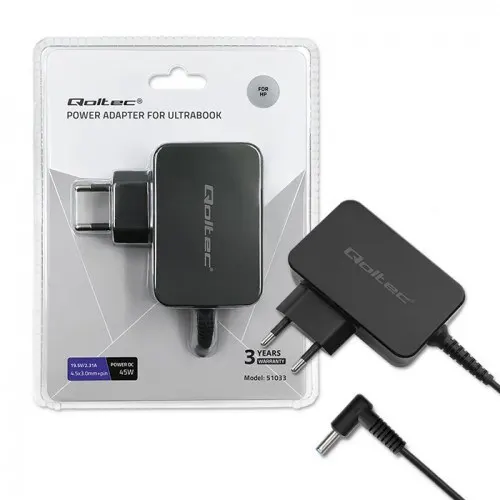 QOLTEC ZASILACZ DO ULTRABOOKA HP 45W, 19.5V, 2.31A, 4.5*3.0+PIN