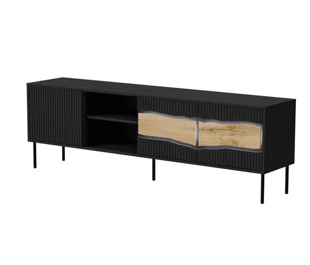 Szafka RTV INSERTO 3D1W 190x40x61 5 czarny + LED