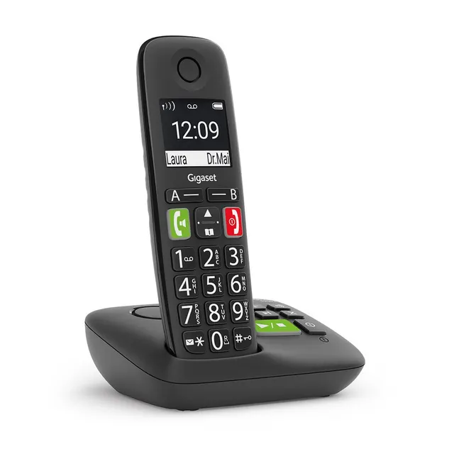 Telefon bezprzewodowy Gigaset E290A analogowy/DECT Nazwa i identyfikacja dzwoniącego Czarny