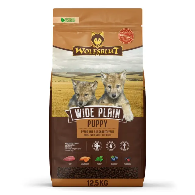 WOLFSBLUT Wide Plain Puppy horse/sweet pota. 12 5kg