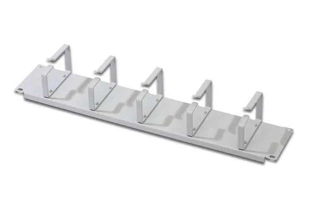 Organizator kablowy 19 2U 5x uchwyty stalowe 85x60 mm szary