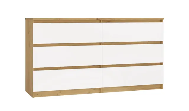 M6 MALWA KOMODA 140 CM 6 SZUFLAD ART/BIEL KOMPLET