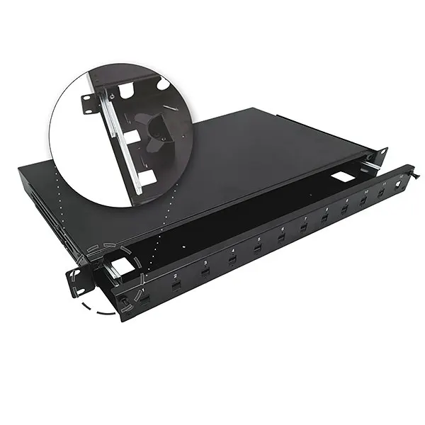 Alantec Przełącznica światłowodowa teleskopowa 12xSC simplex / 12xLC duplex 19 1U z akcesoriami montażowymi (dławiki opaski) (FOP-1U-12SCS-C-P)