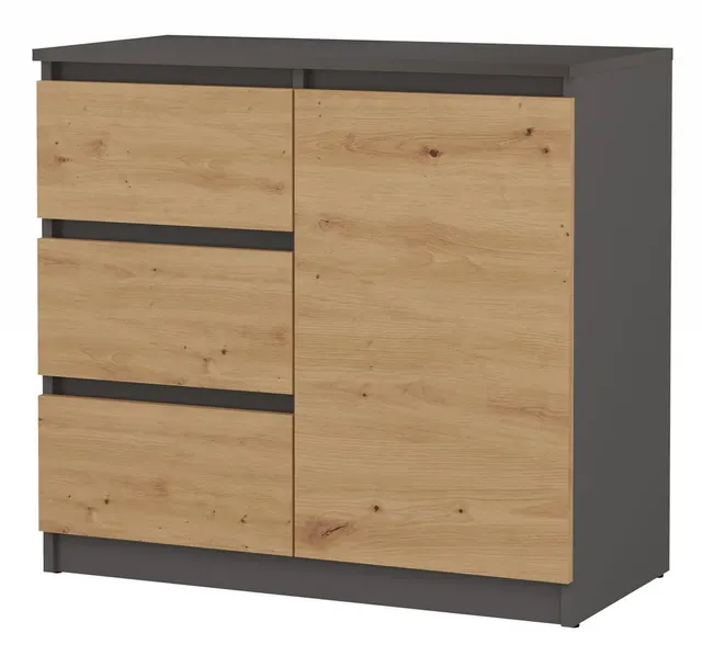 KOMODA 1 DRZWI 3 SZUFLADY ANTRACYT/ARTISAN KOMPLET