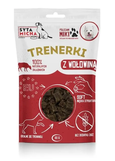 Syta Micha Trenerki z wołowiną – przysmak dla psa - 80g