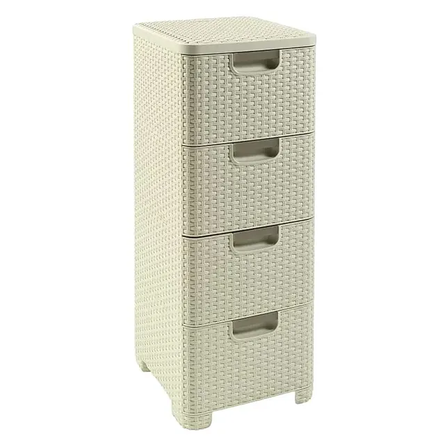 Regał z szufladami 4x14L rattan kremowy 209907 CURVER