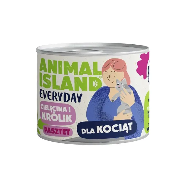 ANIMAL ISLAND cielęcina/królik dla kociąt 185g