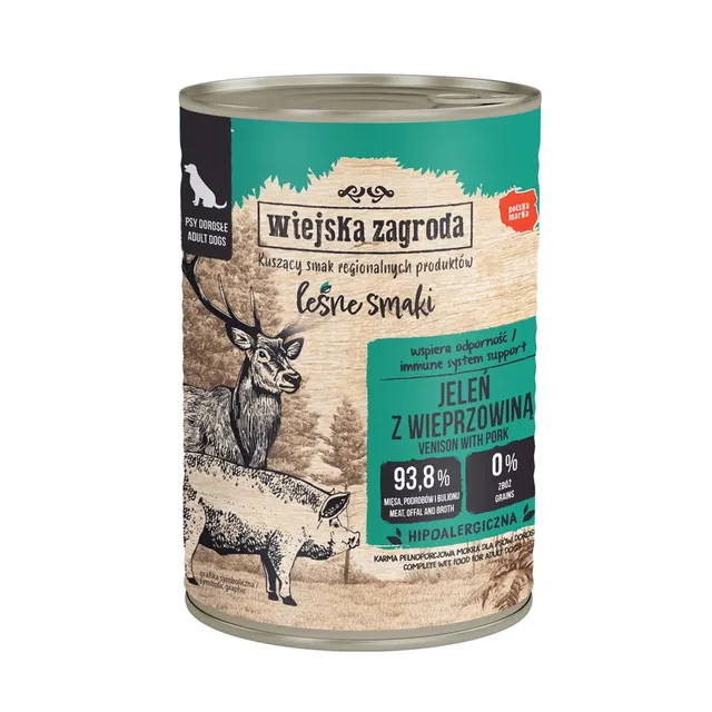 Wiejska Zagroda Jeleń z wieprzowiną karma mokra dla psa 400g