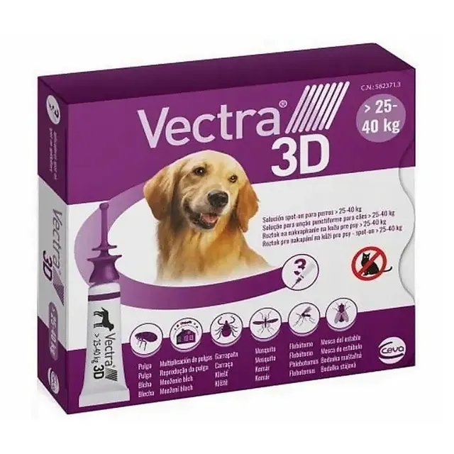 Ceva Vectra 3D dla psów 25-40kg pipety przeciw pasożytom 3szt