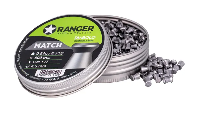 Śrut 4 5 mm RANGER Diabolo Professional Match płaski 500 szt. 0 54 g