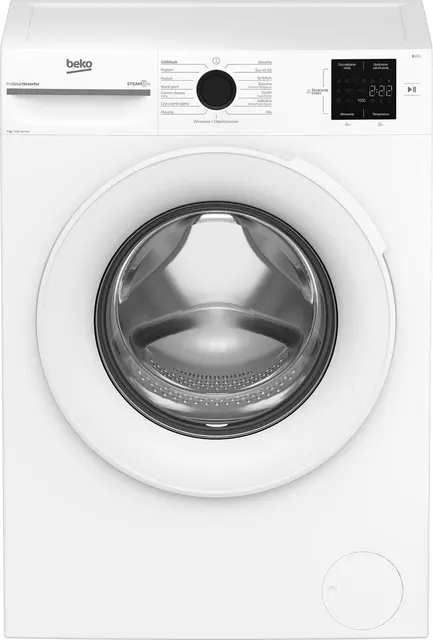 Pralka wolnostojąca BEKO BM1WFU37225WW 7 kg 1400 obr/min Slim, SteamCure, silnik inwerterowy, Higiena+