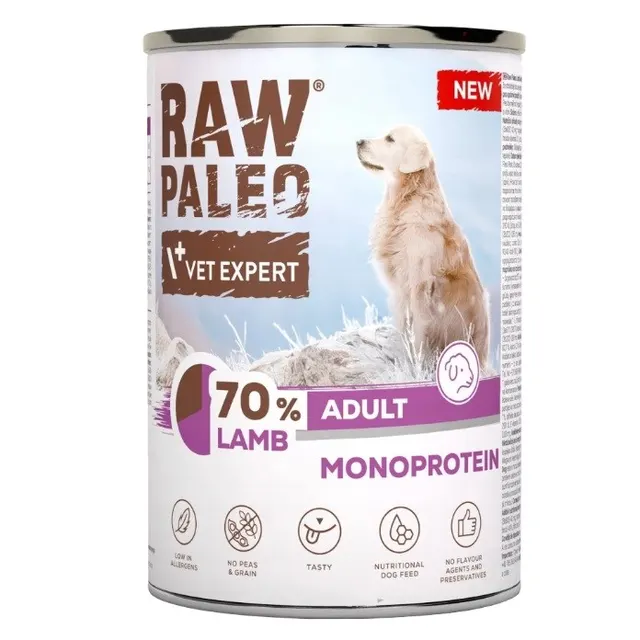 VetExpert Raw Paleo Jagnięcina dorosły pies puszka 400g