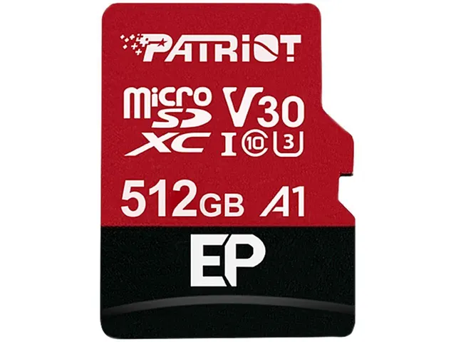 Karta pamięci z adapterem Patriot Memory EP Pro PEF512GEP31MCX (512GB; Class 10 Class A1 Class U3 V30; Adapter Karta pamięci)